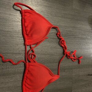 Pacsun Red Ribbed Triangle Bikini Top